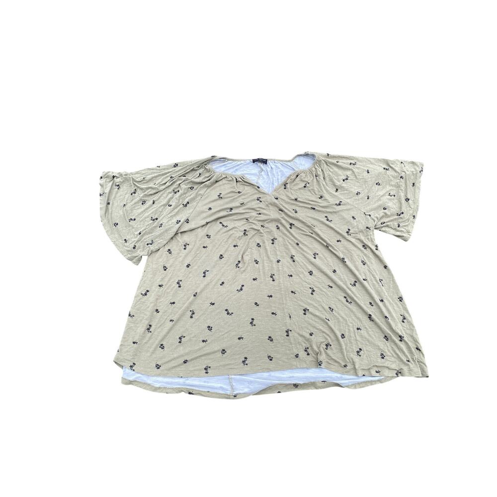 Women's Lane Bryant Flutter Sleeve Blouse - Green/Black - Size 26/28